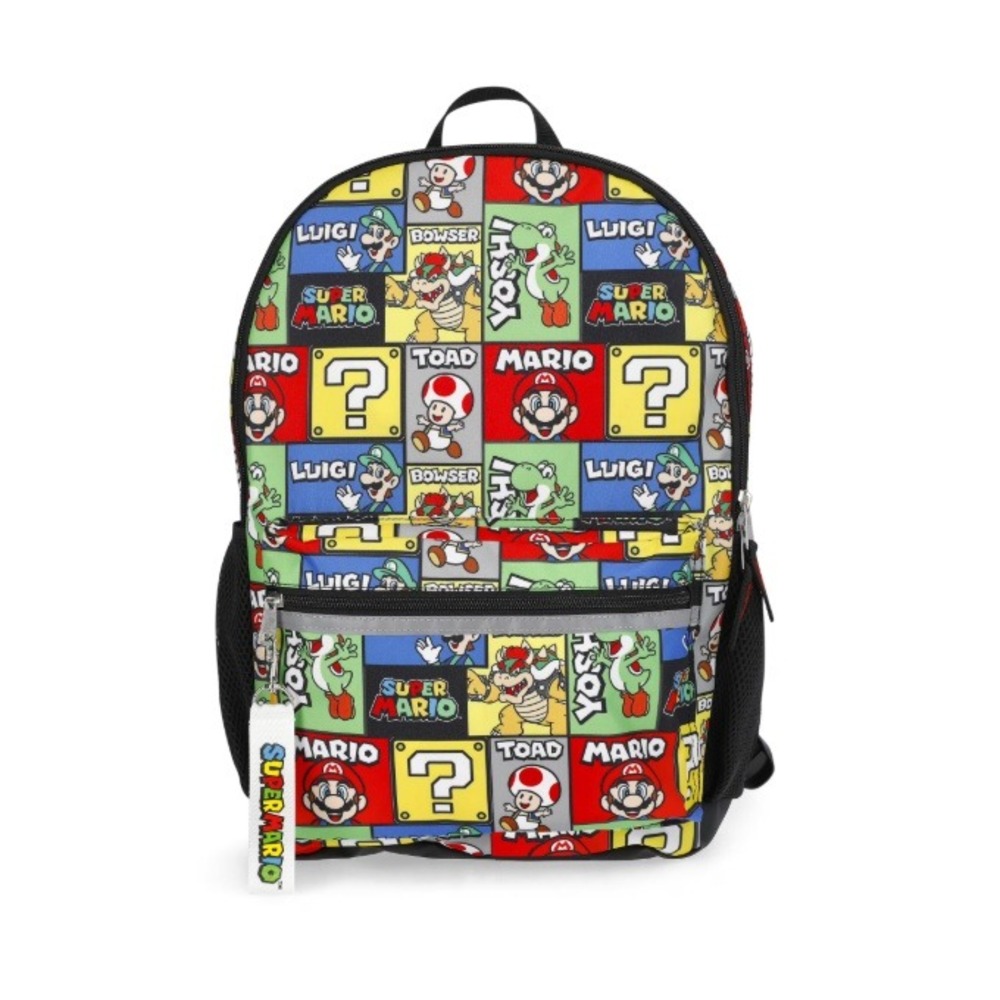 Nintendo Super Mario Bros 17 Inch Backpack Laptop Sleeve Reflective Colorful